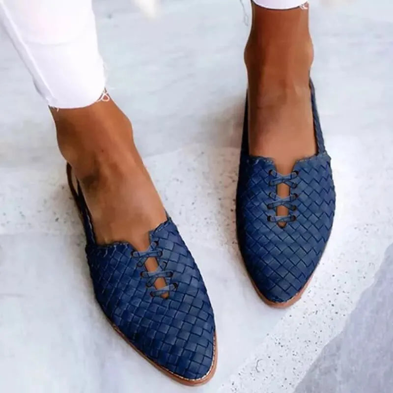 Flavia | Hand-Woven Leather Flats for Women with Pointed Toe