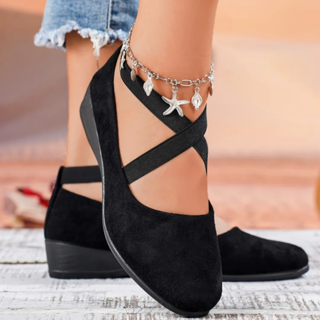 Rowena | Comfort Suede Crisscross Ballet Flats for Women