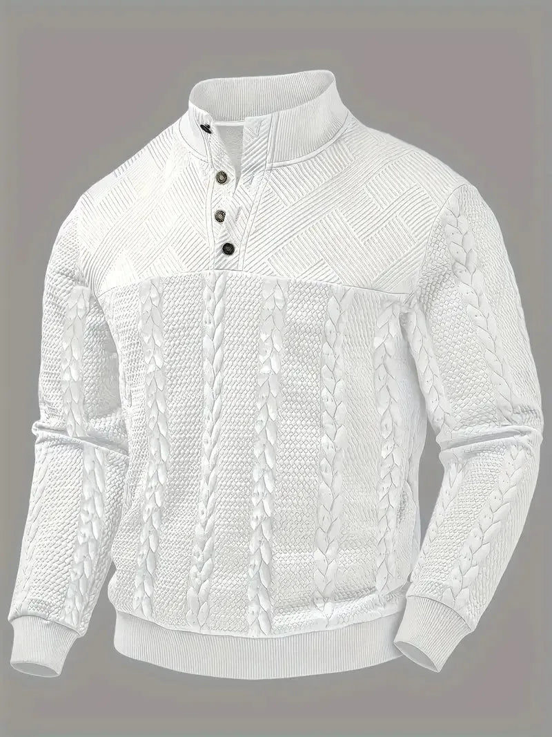 Gordon | Men's Textured Cable-Knit Button Collar Jumper