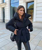 Belted Quilted Puffer Jacket for Women in Winter image 10