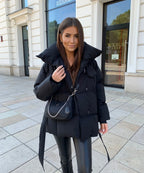 Belted Quilted Puffer Jacket for Women in Winter image 11