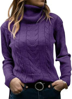 Dark green cable-knit polo neck jumper, close-up of ribbed cuff and sleeve