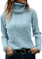 Apricot cable-knit polo neck jumper, close crop showing ribbed collar and shoulder