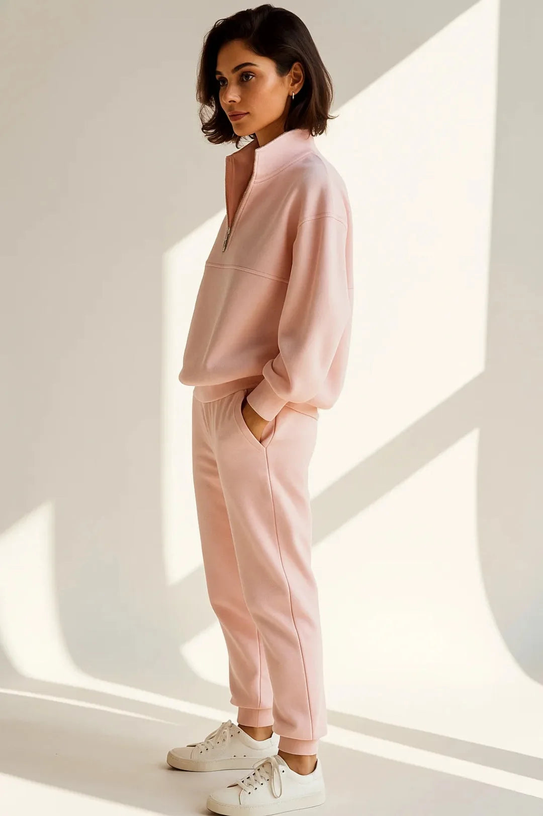 Freda | Soft Cotton Tracksuit Set with Zip Sweatshirt & Joggers