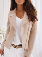 Women's Faux Suede Moto Jacket with Silver Hardware image 10