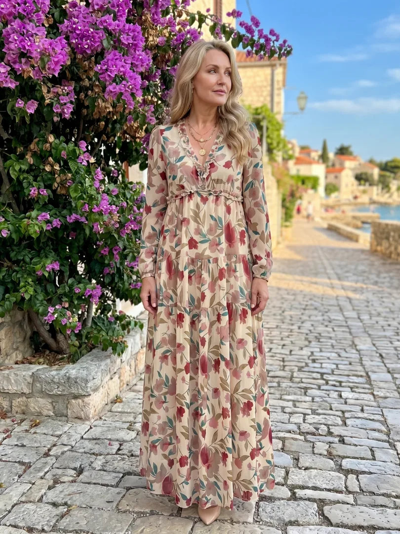 Floral Print Long Sleeve Tiered Maxi Dress for Women image 10