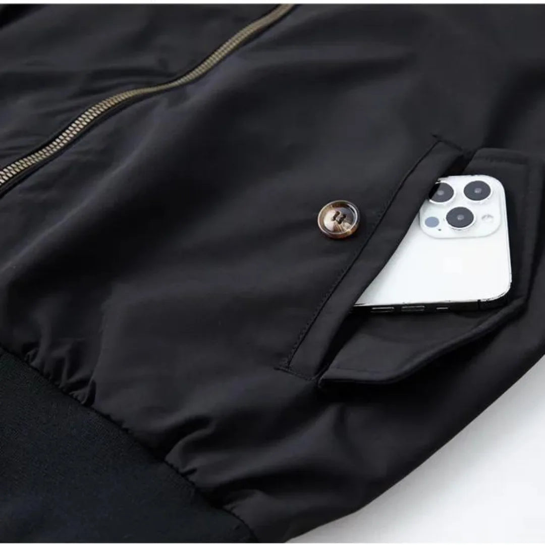 Colin | Men's Tartan-Lined Harrington Jacket in Coated Cotton