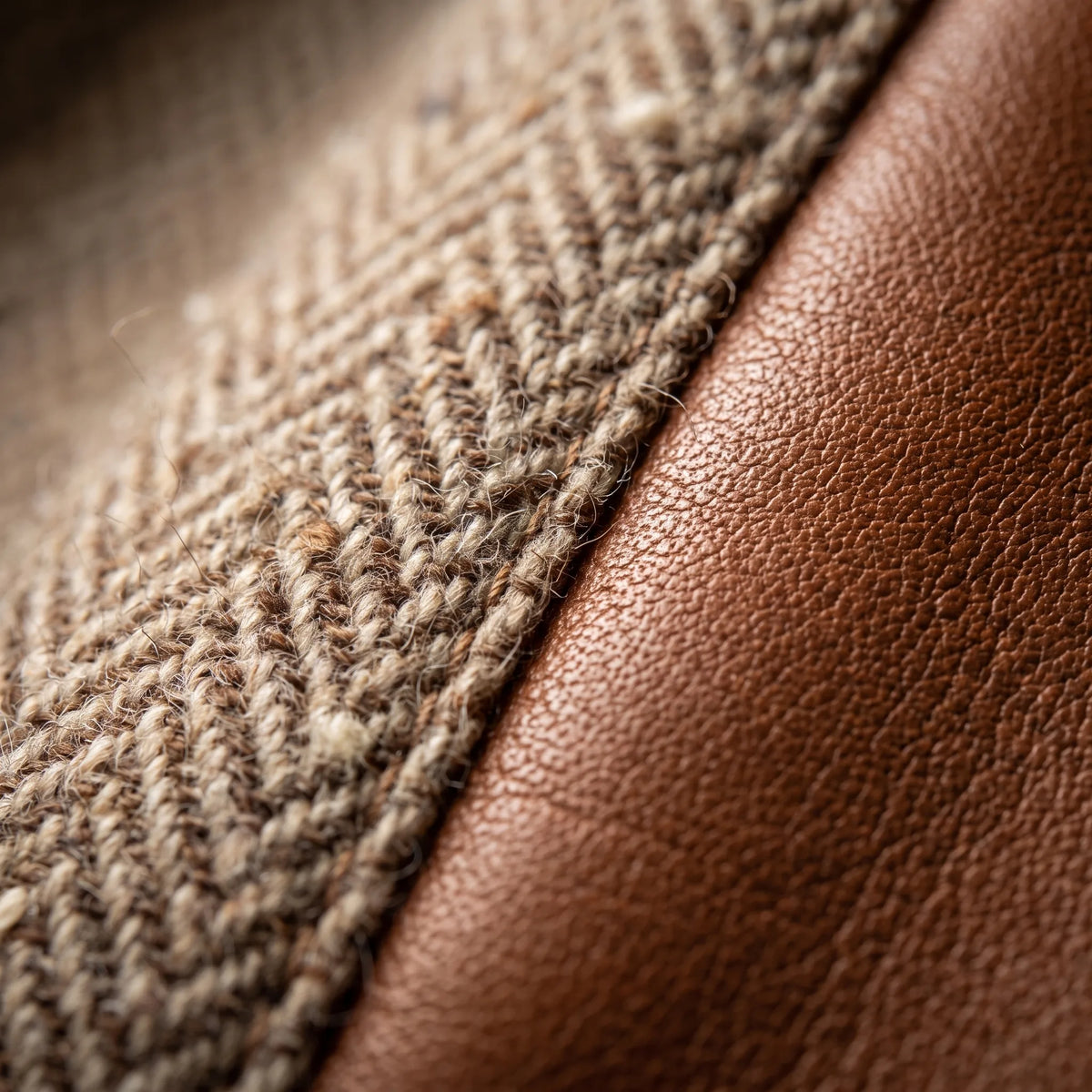 Emmeline | Heritage Brown Tweed Blazer with Faux Leather Trim