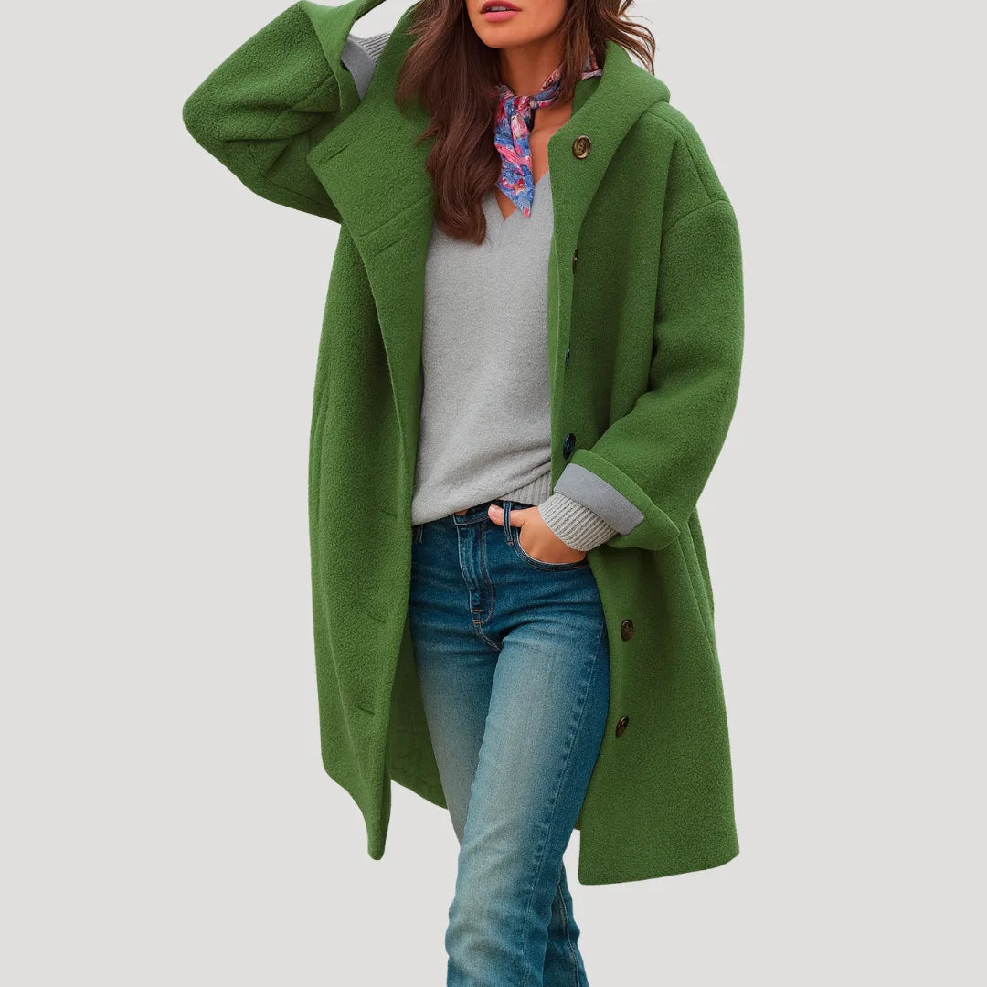 Clara | Hooded Wool-Blend Longline Coat for Women