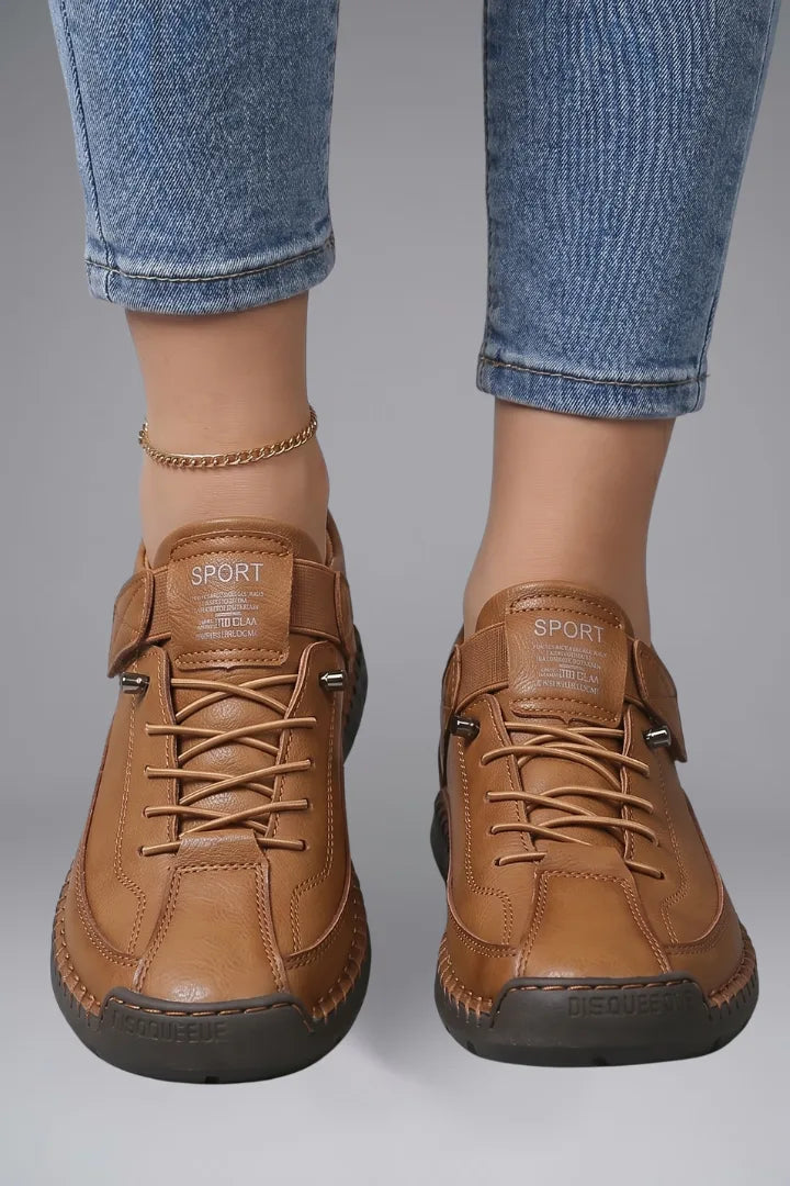 Comfort Leather Trainers with Elastic Strap for Women image 10