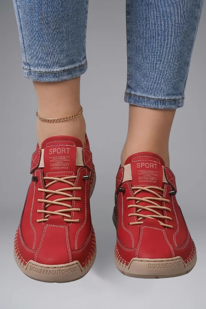 Comfort Leather Trainers with Elastic Strap for Women image 12