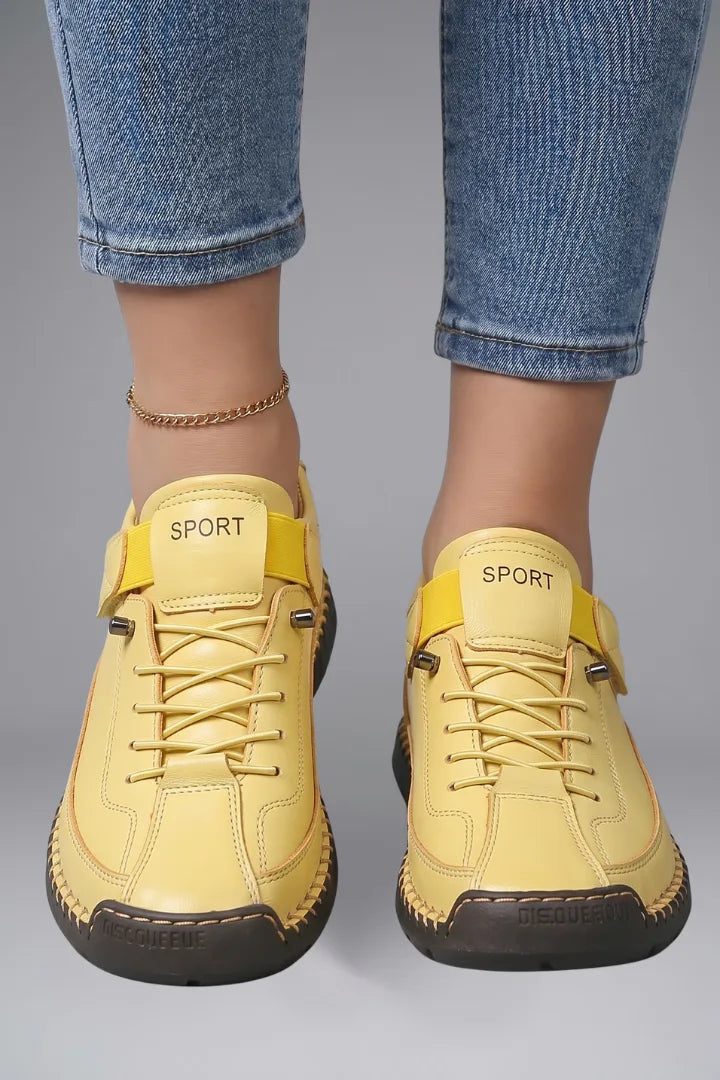 Comfort Leather Trainers with Elastic Strap for Women image 14