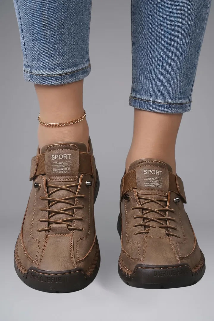 Comfort Leather Trainers with Elastic Strap for Women image 15