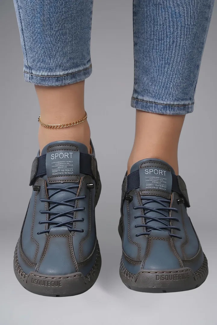 Comfort Leather Trainers with Elastic Strap for Women image 9