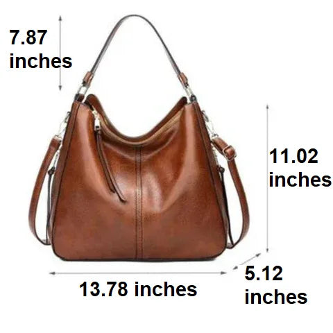 Flat base view of the brown hobo bag showing the leather-look texture and reinforced bottom seam