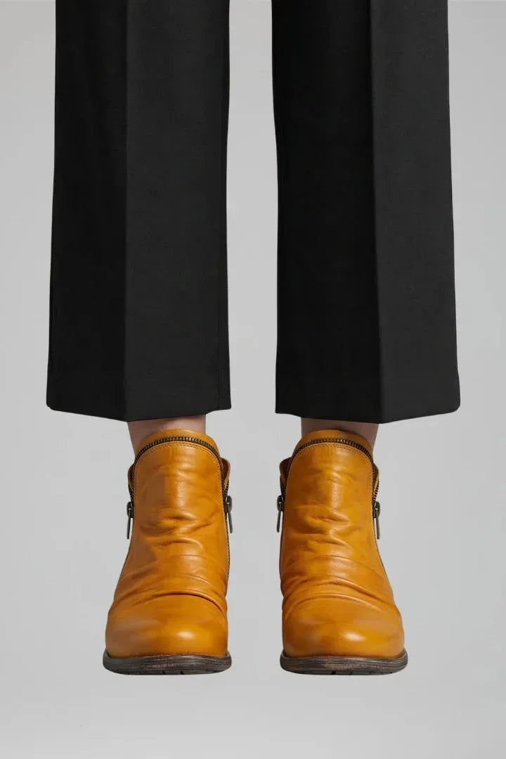 Leather Side Zip Ankle Boots for Women image 11