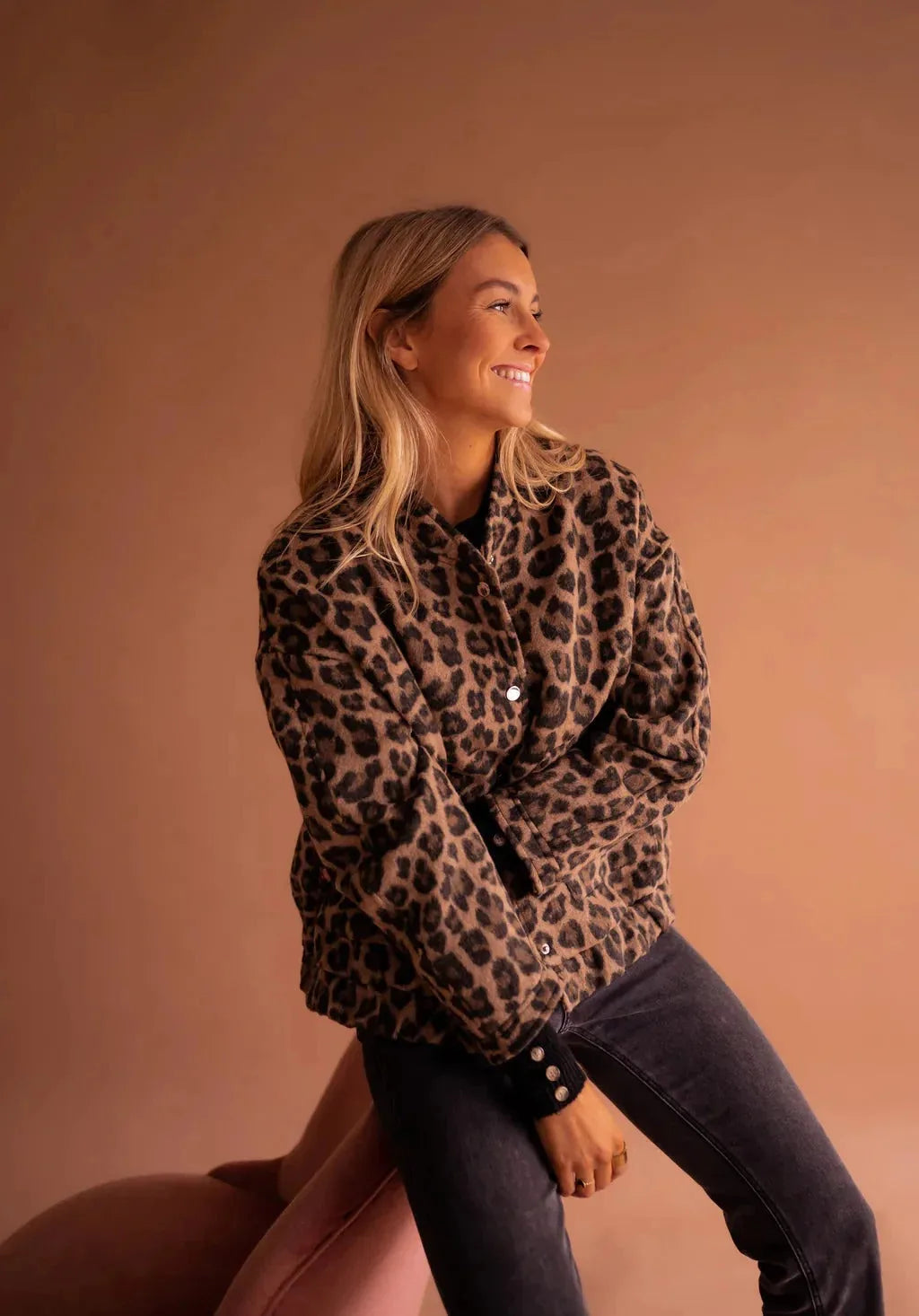 Georgia | Leopard Print Bomber Jacket for Women in Brown