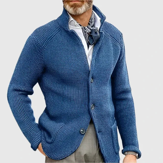 Close-up of the charcoal grey knit fabric showing the waffle stitch pattern
