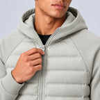 Men's Hooded Quilted Puffer Jacket with Fleece Sleeves image 11