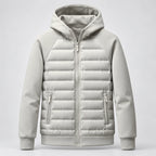 Men's Hooded Quilted Puffer Jacket with Fleece Sleeves image 12
