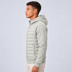 Men's Hooded Quilted Puffer Jacket with Fleece Sleeves image 9