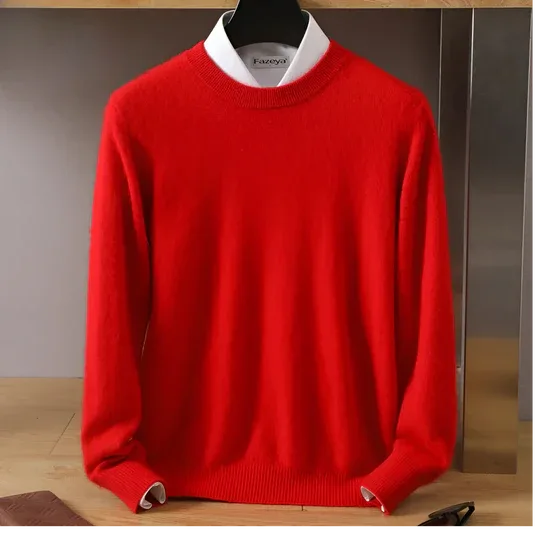 Three-quarter view of a beige jumper highlighting the fitted silhouette