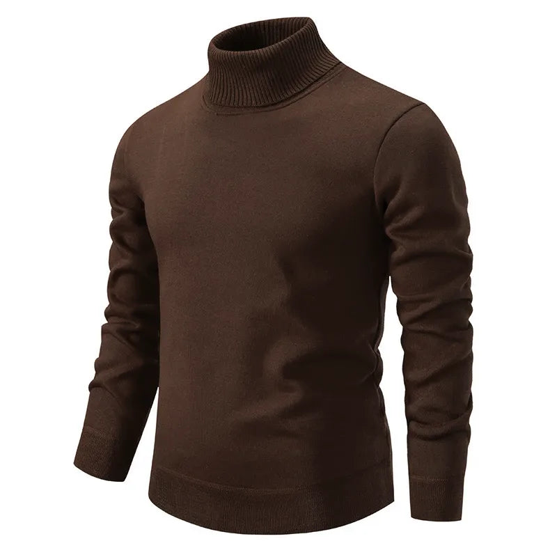 Side angle of the beige knit jumper highlighting the regular fit through the body