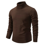 Side angle of the beige knit jumper highlighting the regular fit through the body