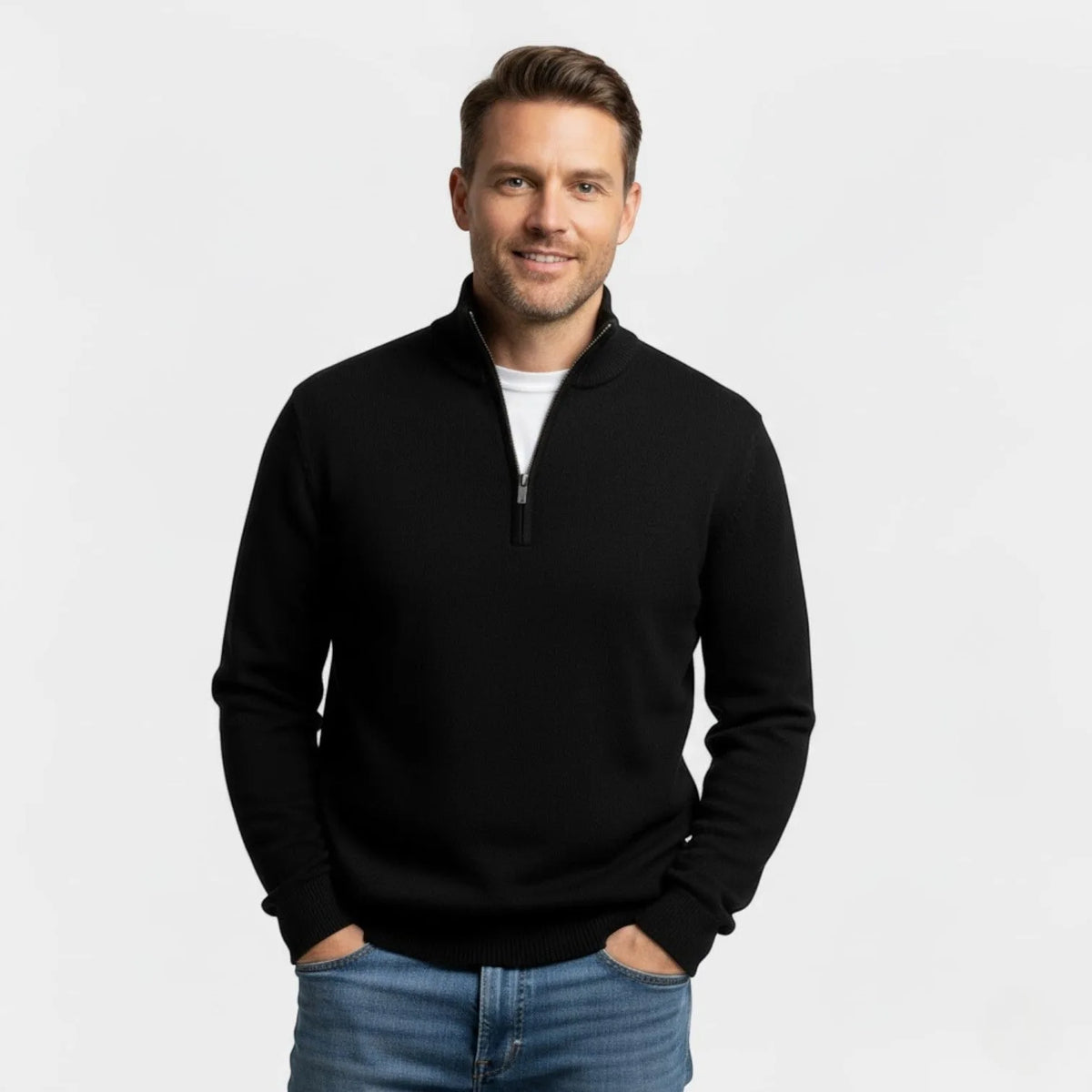 Benedict | Men's Quarter-Zip Knit Jumper, Relaxed Fit