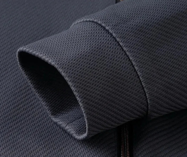 Men's Textured Zip-Up Tracksuit Set with Stand Collar image 11
