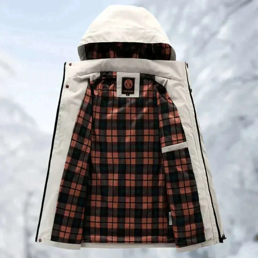 Harry | Men's Waterproof Hooded Jacket with Checked Lining