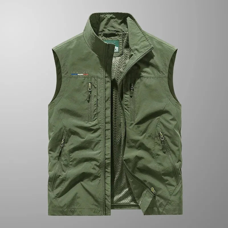 Men's Zip-Up Gilet with Stand Collar, Outdoor Body Warmer image 11