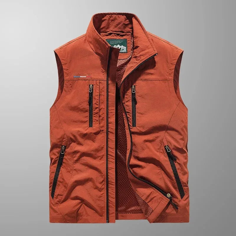 Men's Zip-Up Gilet with Stand Collar, Outdoor Body Warmer image 12
