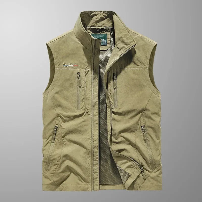Men's Zip-Up Gilet with Stand Collar, Outdoor Body Warmer image 13