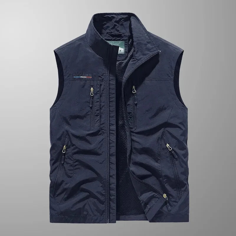 Men's Zip-Up Gilet with Stand Collar, Outdoor Body Warmer image 14