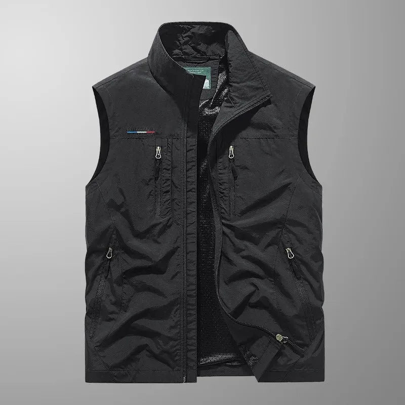 Men's Zip-Up Gilet with Stand Collar, Outdoor Body Warmer image 9