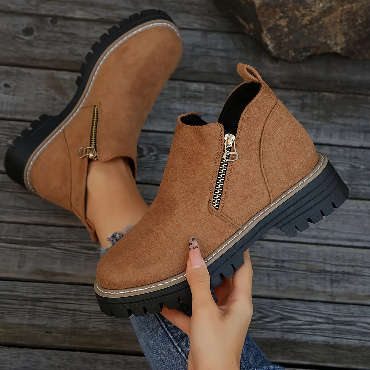 Orthopedic Suede Ankle Boots with Arch Support for Women image 11
