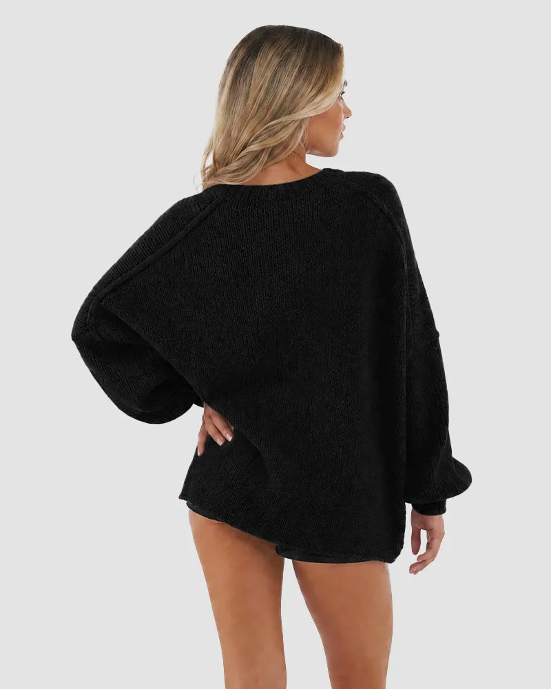 Oversized Lantern-Sleeve Knit Cardigan for Women image 12