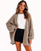 Oversized Lantern-Sleeve Knit Cardigan for Women image 13