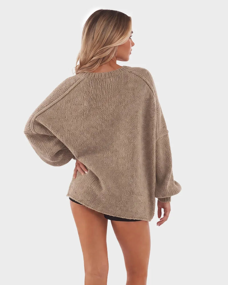 Oversized Lantern-Sleeve Knit Cardigan for Women image 15