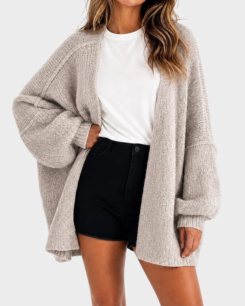 Oversized Lantern-Sleeve Knit Cardigan for Women image 16