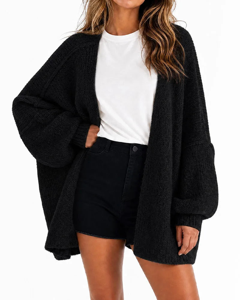 Oversized Lantern-Sleeve Knit Cardigan for Women image 17