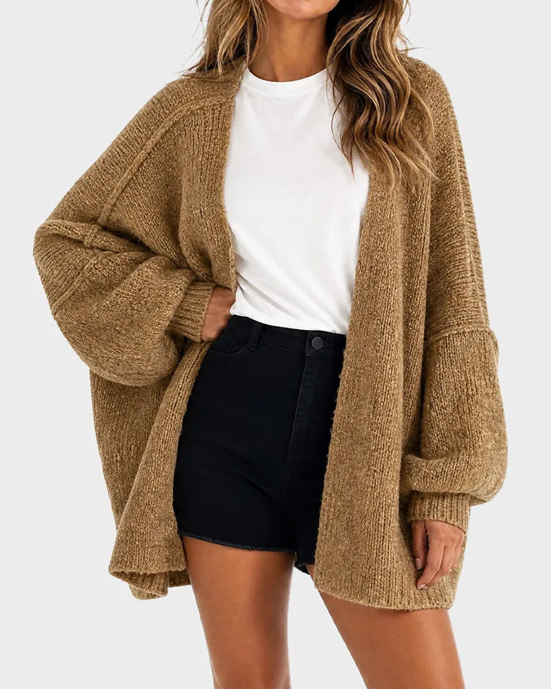 Oversized Lantern-Sleeve Knit Cardigan for Women image 18
