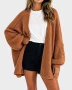 Oversized Lantern-Sleeve Knit Cardigan for Women image 19