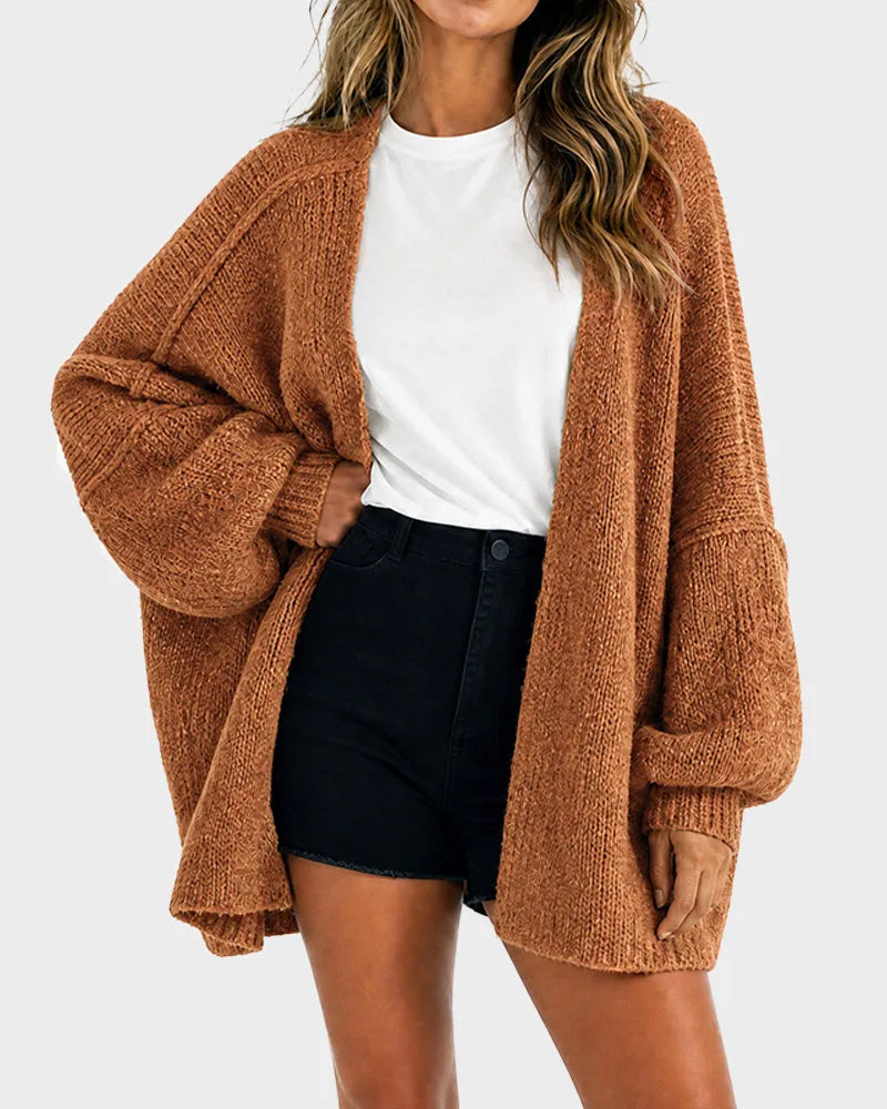 Oversized Lantern-Sleeve Knit Cardigan for Women image 19