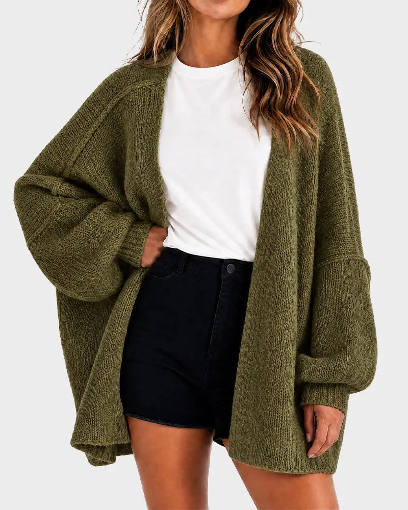 Oversized Lantern-Sleeve Knit Cardigan for Women image 20