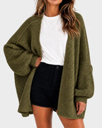 Oversized Lantern-Sleeve Knit Cardigan for Women image 20