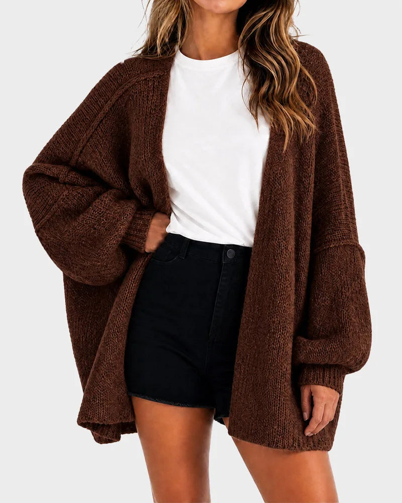 Oversized Lantern-Sleeve Knit Cardigan for Women image 21