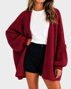 Oversized Lantern-Sleeve Knit Cardigan for Women image 22