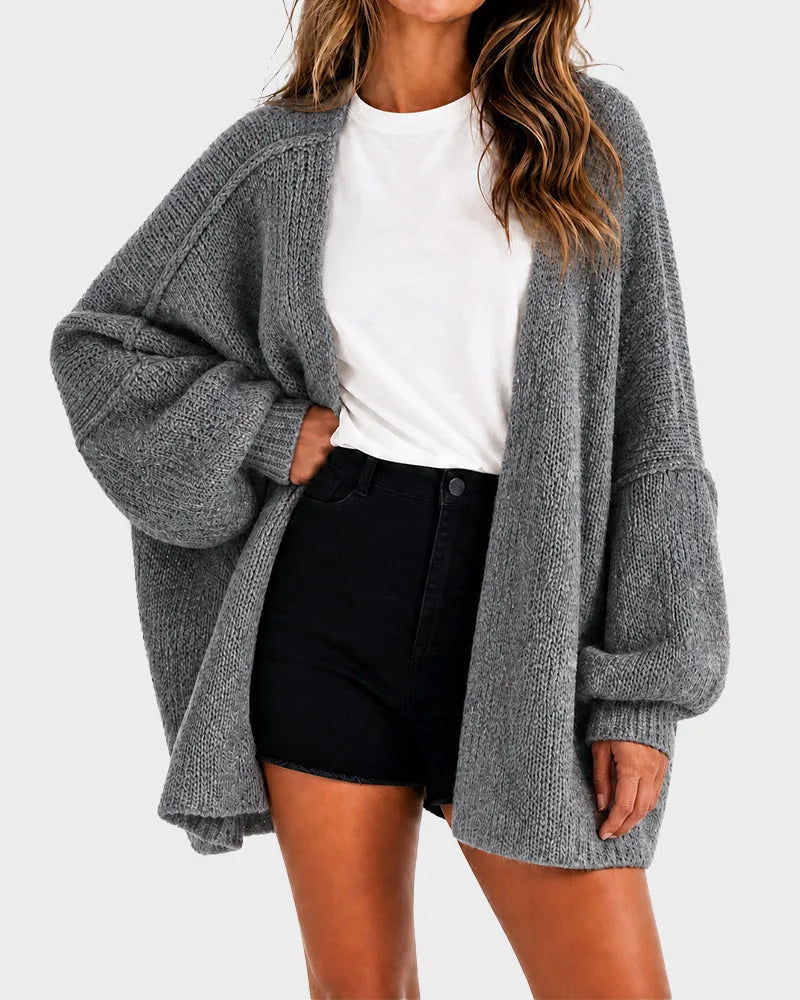 Oversized Lantern-Sleeve Knit Cardigan for Women image 23